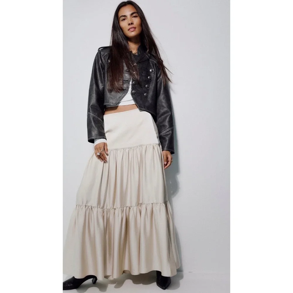 Free People Juliette Satin fairy indie Maxi Skirt NWOT